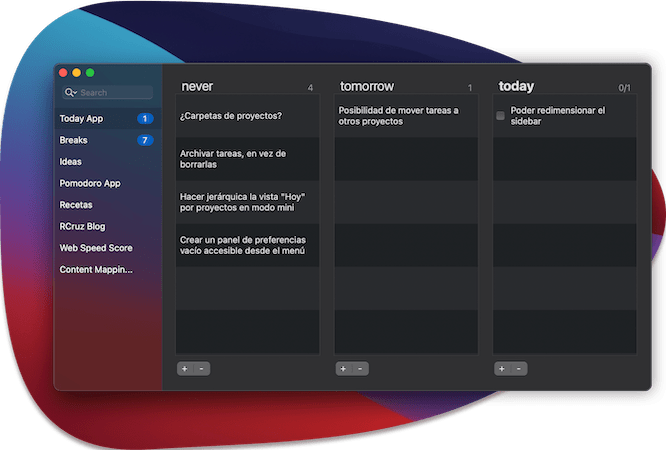 Today app in dark mode