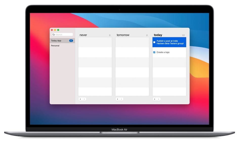 Today running on a MacBook Air